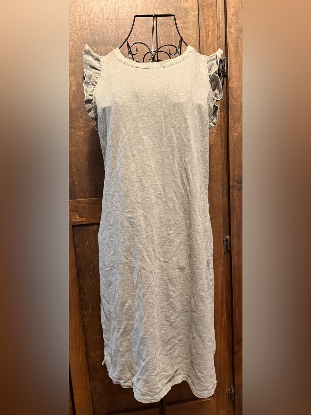 Universal threads - Sleeveless Ruffle Shoulder Knit Dress - Light Gray